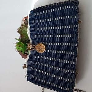 Woven navy blue bag
